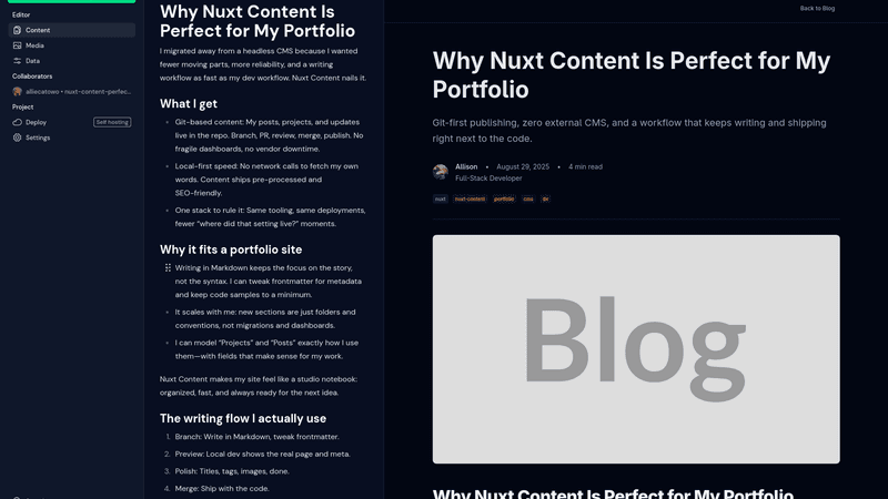 Why Nuxt Content Is Perfect for My Portfolio